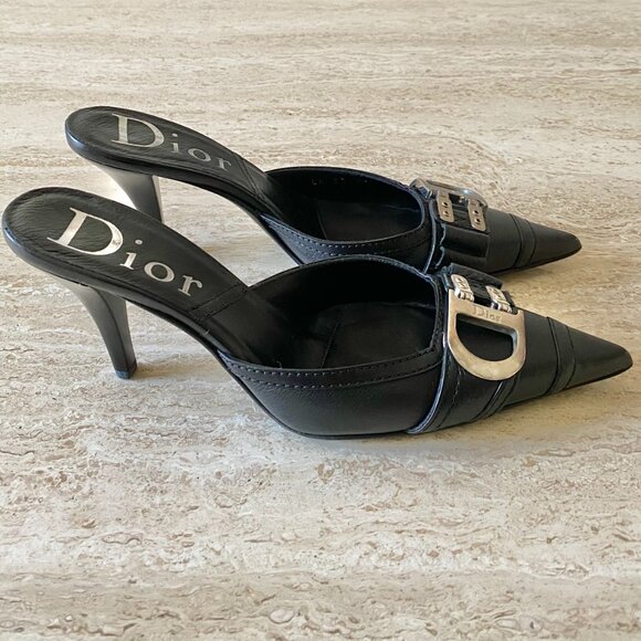 Vintage Dior Flight D Buckle Mule Heels - Picture 4 of 10